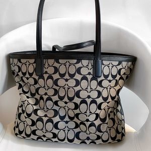 Coach Grey and Black Monogram Tote bag